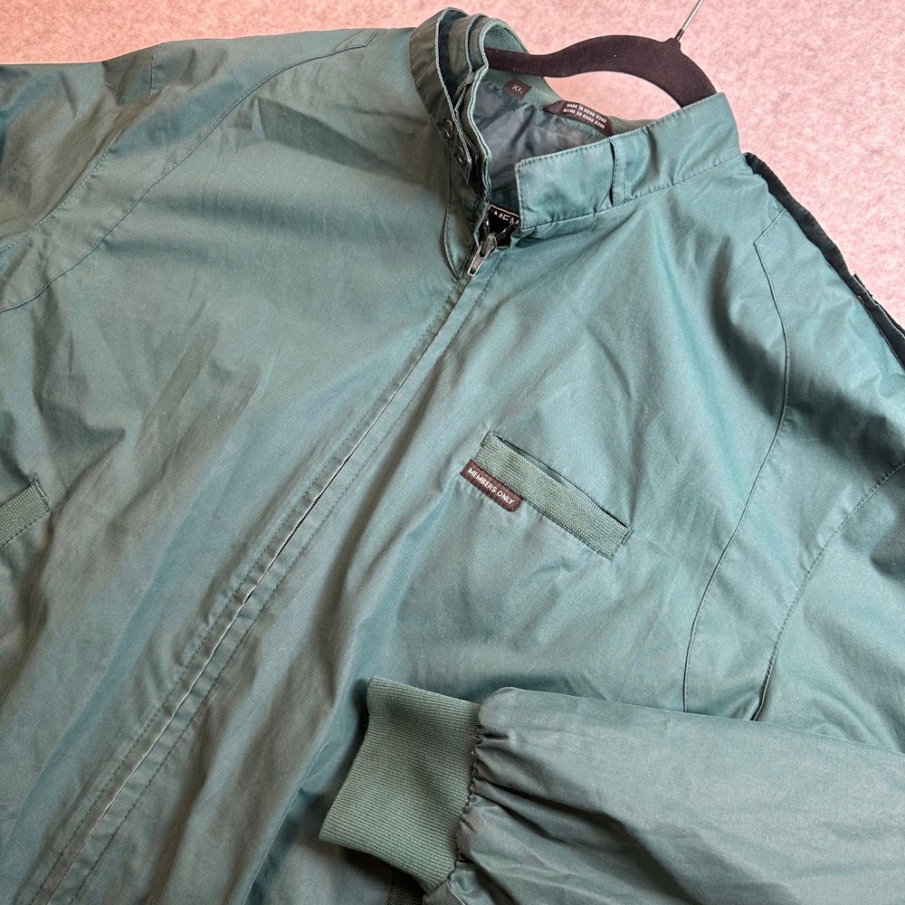 Members Only Mens XL Teal Green Racer Jacket Vintage Iconic Windbreaker Coat